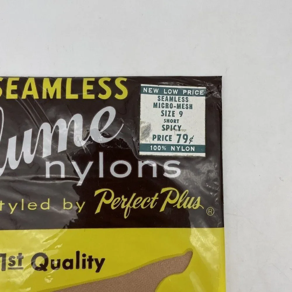 Vintage Plume Nylons Pantyhose Seamless Size 9 Short Spicy NOS
